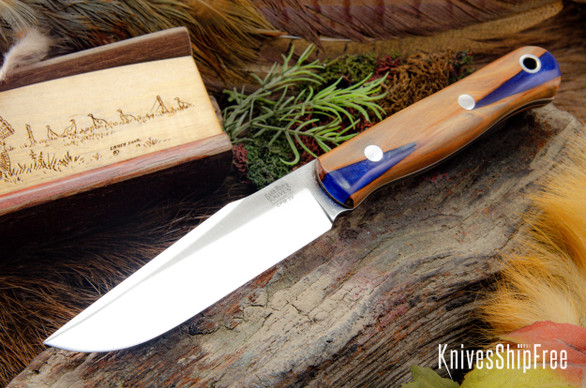 Bark River Knives: Ultralite Field Knife - CPM 3V - Blue Texas Fencepost - White Liners