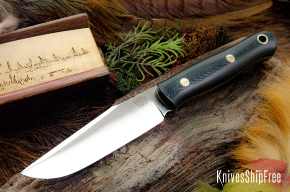 Bark River Knives: Ultralite Field Knife - CPM 3V - Forest Green G-10 - Yellow Liners - Brass Pins