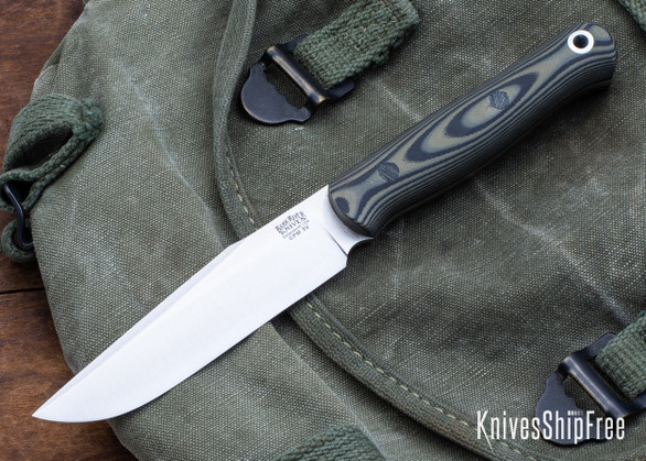 Bark River Knives: Ultralite Field Knife - CPM 3V - Green & Black Suretouch - Matte - Black Liners & Pins