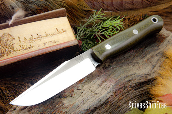 Bark River Knives: Ultralite Field Knife - CPM 3V - Green Linen Micarta