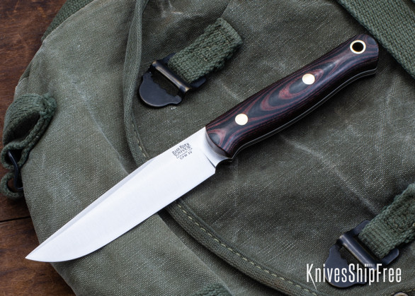 Bark River Knives: Ultralite Field Knife - CPM 3V - Red & Black Linen Micarta - White Liners - Brass Pins