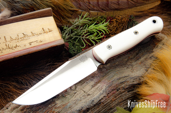 Bark River Knives: Ultralite Field Knife - CPM 3V - White G-10 - Pink Liner - Mosaic Pins