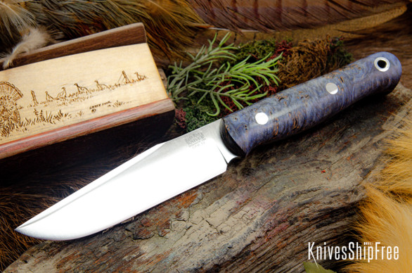 Bark River Knives: Ultralite Field Knife - CPM 3V - Blue Maple Burl