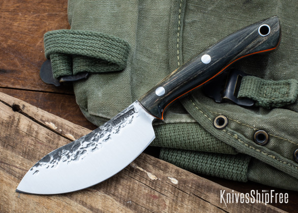 Lon Humphrey Knives: Blacktail Nessmuk - Forged 52100 - Storm Maple - Orange Liners - LH24AI103