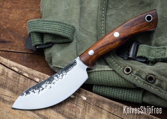 Lon Humphrey Knives: Blacktail Nessmuk - Forged 52100 - Desert Ironwood - Red Liners - LH24AI190