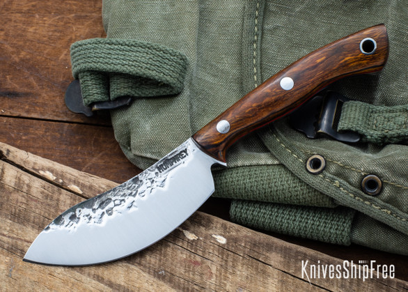 Lon Humphrey Knives: Blacktail Nessmuk - Forged 52100 - Desert Ironwood - Red Liners - LH24AI192