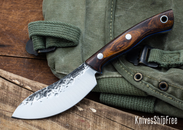 Lon Humphrey Knives: Blacktail Nessmuk - Forged 52100 - Desert Ironwood - Blue Liners - LH24AI201