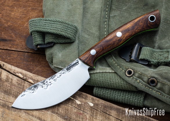 Lon Humphrey Knives: Blacktail Nessmuk - Forged 52100 - Desert Ironwood - Green Liners - LH24AI215