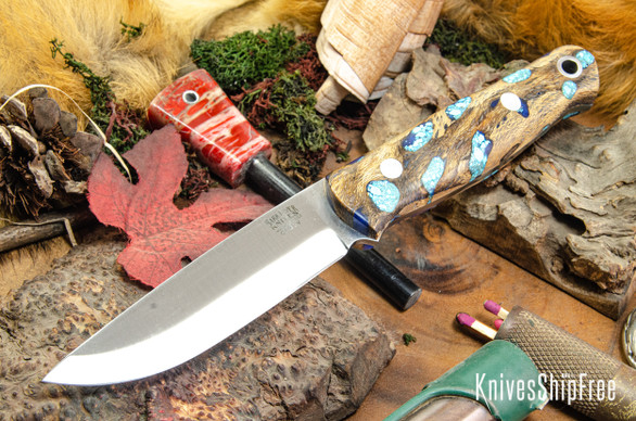 Bark River Knives: Bushcrafter II - CPM 3V - Blue Cholla Cactus with Turquoise #1