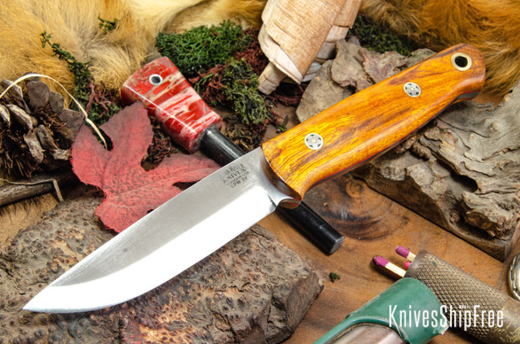 Bark River Knives: Bushcrafter II - CPM 3V - Desert Ironwood - Red Liners - Mosaic Pins #4