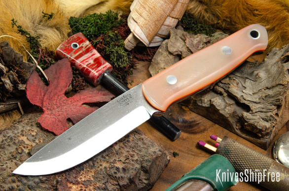 Bark River Knives: Bushcrafter II - CPM 3V - Ghost Green Jade G-10 - Thick Orange Liners