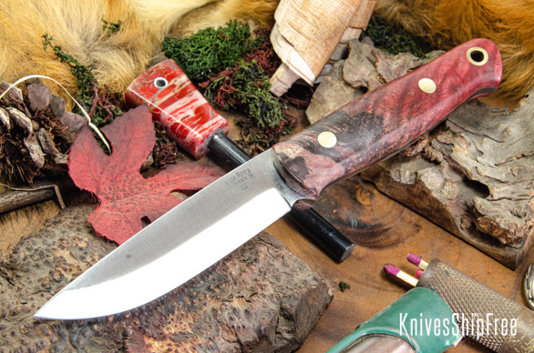 Bark River Knives: Bushcrafter II - CPM 3V - Hellfire Maple Burl - Brass Pins