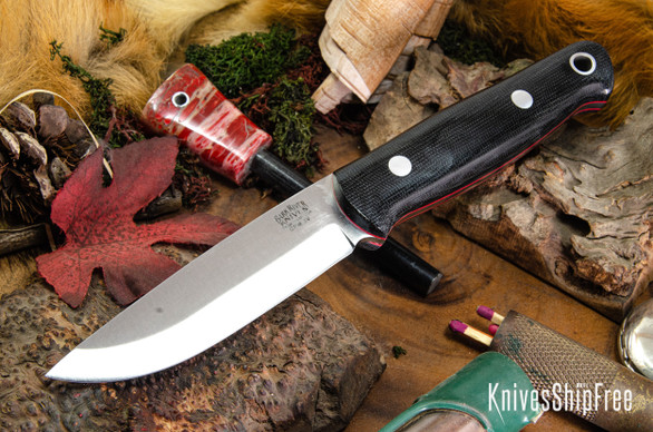 Bark River Knives: Bushcrafter II - CPM 3V - Black Canvas Micarta - Red Liners