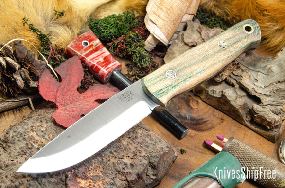 Bark River Knives: Bushcrafter II - CPM 3V - Sand Maple Burl - Mosaic Pins