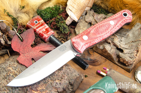 Bark River Knives: Bushcrafter II - CPM 3V - Firedog Canvas Micarta - Thick Liners