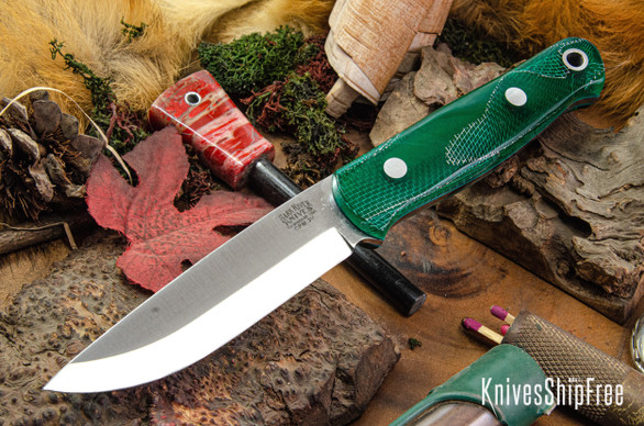 Bark River Knives: Bushcrafter II - CPM 3V - Green Cyclone Mesh