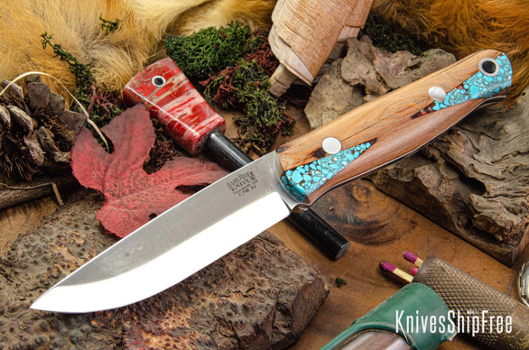 Bark River Knives: Bushcrafter II - CPM 3V - Red Texas Fencepost - White Liners