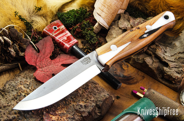 Bark River Knives: Bushcrafter II - CPM 3V - White Texas Fencepost - Red Liners