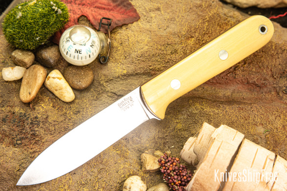Bark River Knives: Mini Kephart - CPM 3V - Antique Ivory Micarta - Red Liners