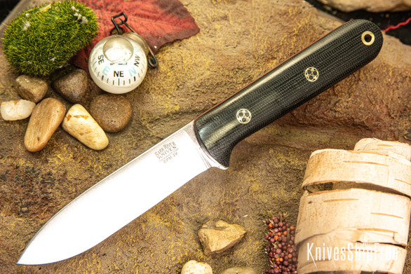 Bark River Knives: Mini Kephart - CPM 3V - Black Canvas Micarta - Red Liners - Mosaic Pins