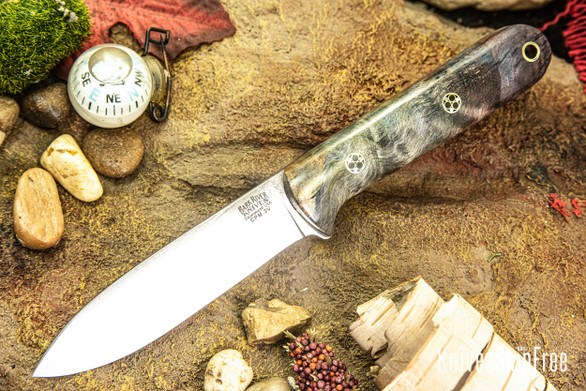 Bark River Knives: Mini Kephart - CPM 3V - Gray & Purple Maple Burl - Mosaic Pins #1