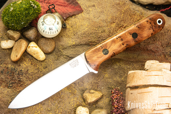 Bark River Knives: Mini Kephart - CPM 3V - Thuya Burl - Yellow Liners - Black Pins #1