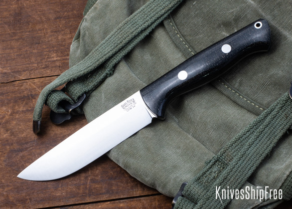 Bark River Knives: Bravo 1.25 LT - CPM 3V - Rampless - Black Burlap Micarta