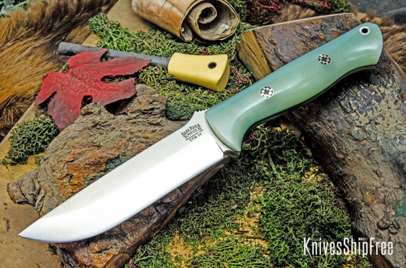 Bark River Knives: Bravo 1.25 LT - CPM 3V - Ghost Green Jade G-10 - Forest Green Liners - Mosaic Pins