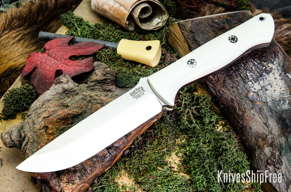 Bark River Knives: Bravo 1.25 LT - CPM 3V - Ivory Micarta G-10 - Red Liners - Mosaic Pins