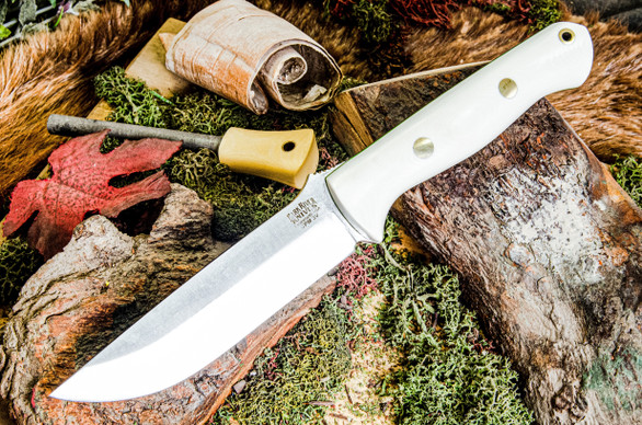 Bark River Knives: Bravo 1.25 LT - CPM 3V - White G-10 - Toxic Green Liners - Brass Pins