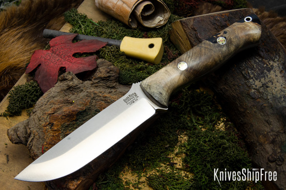 Bark River Knives: Bravo 1.25 LT - CPM 3V - California Buckeye Burl - Mosaic Pins #2