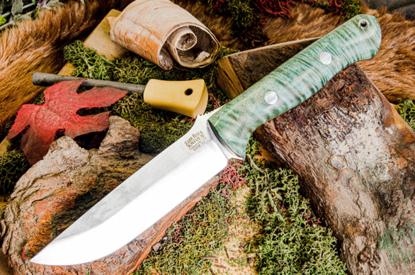 Bark River Knives: Bravo 1.25 LT - CPM 3V - Green Tigertail Maple Burl