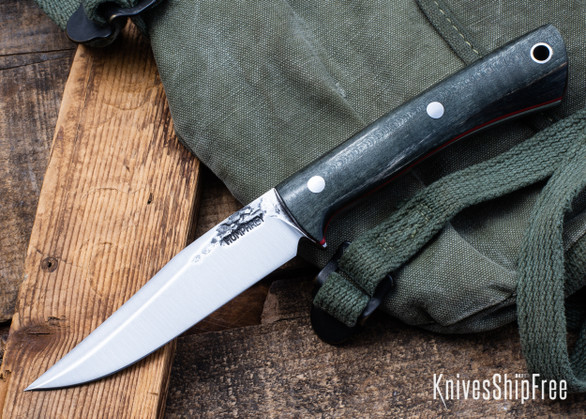 Lon Humphrey Knives: Minuteman - Forged 52100 - Storm Maple - Red Liners - LH28DI058