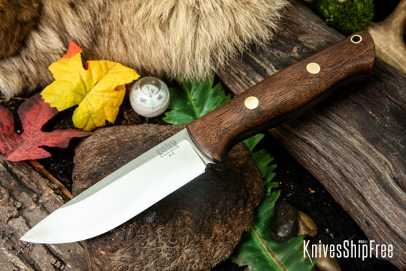 Bark River Knives: Bravo 1 - Rampless - American Walnut Forest - Green Liners - Brass Pins