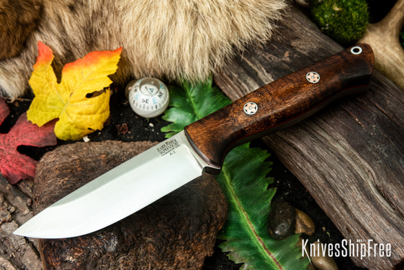 Bark River Knives: Bravo 1 - Rampless - Dark Curly Maple - Red Liners - Mosaic Pins #2