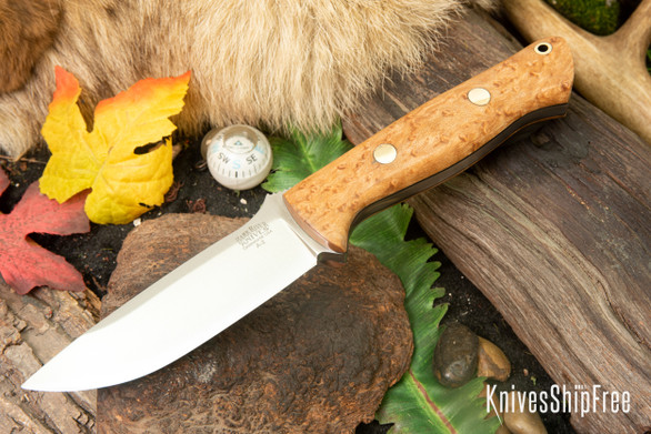 Bark River Knives: Bravo 1 - Birdseye Maple - Black Liners - Brass Pins