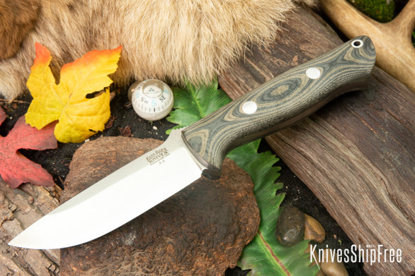 Bark River Knives: Bravo 1 - Black & Green Linen Micarta - Matte