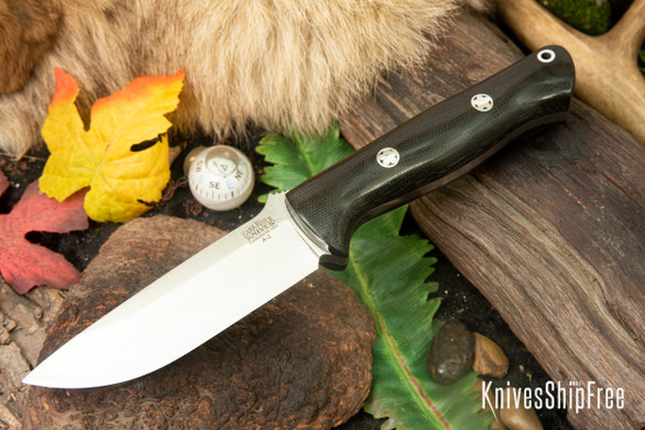 Bark River Knives: Bravo 1 - Black Canvas Micarta - Mosaic Pins