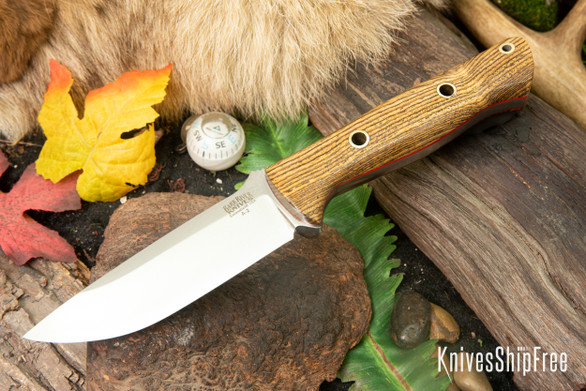 Bark River Knives: Bravo 1 - Bocote - Red Liners - Hollow Brass Pins