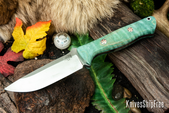 Bark River Knives: Bravo 1 - Mint Tigertail Maple Burl - Mosaic Pins #2
