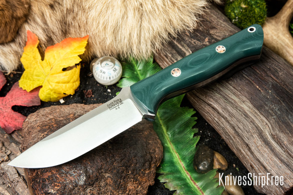 Bark River Knives: Bravo 1 - Forest Green G-10 - Black Liners - Mosaic Pins