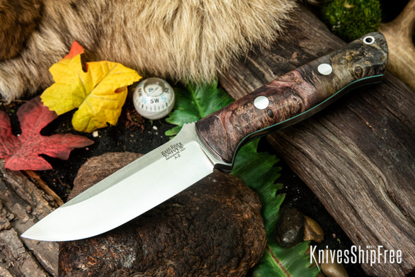 Bark River Knives: Bravo 1 - Gray & Purple Burl - Sea Blue Liners