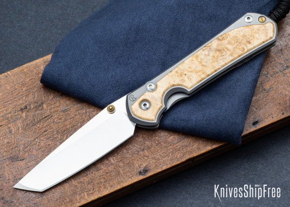 Chris Reeve Knives: Large Sebenza 31 - CPM MagnaCut - Tanto - Box Elder Burl Inlays - CR01FI003
