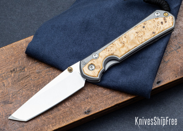 Chris Reeve Knives: Large Sebenza 31 - CPM MagnaCut - Tanto - Box Elder Burl Inlays - CR01FI008