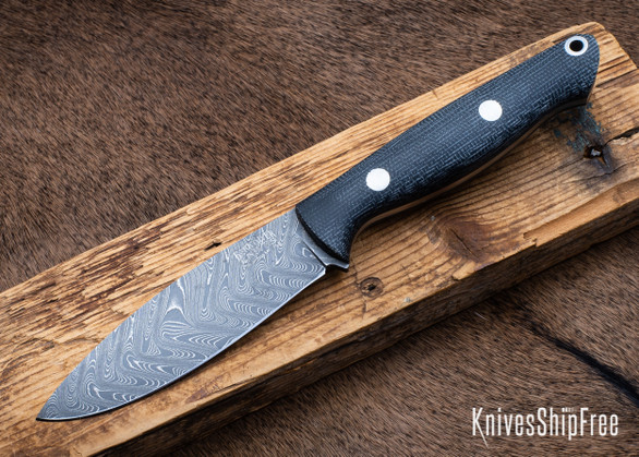 Bark River Knives: UP EDC - Black Canvas Micarta - Matte - Boomerang Damascus