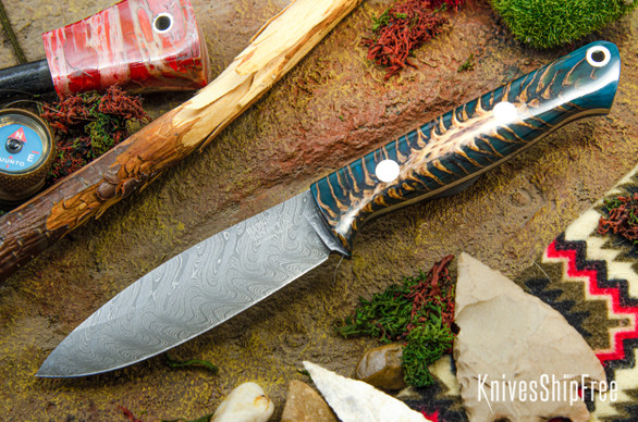 Bark River Knives: UP EDC - Emerald Pinecone - Boomerang Damascus