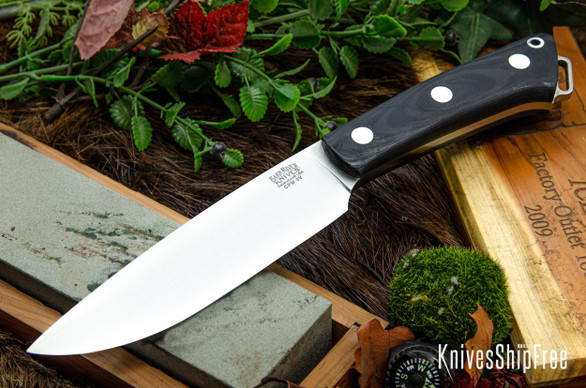 Bark River Knives: Fox River II LT - CPM 3V - Black Suretouch - Matte - Forest Green Liners