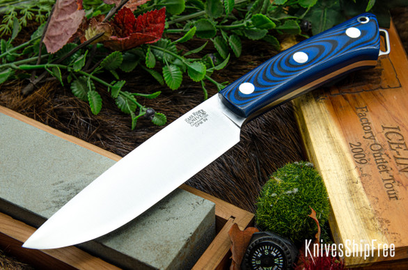 Bark River Knives: Fox River II LT - CPM 3V - Blue & Black G-10