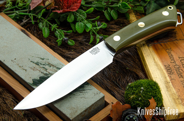 Bark River Knives: Fox River II LT - CPM 3V - Ranger Green G-10 - Red Liners - Brass Pins