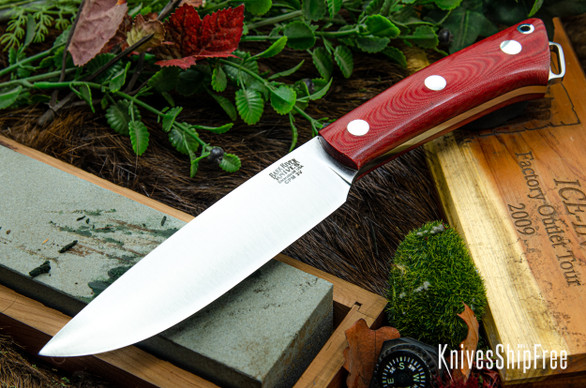 Bark River Knives: Fox River II LT - CPM 3V - Red Linen Micarta